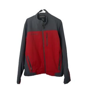Free Country Men’s Softshell Jacket Medium Red Gray Full Zip Outdoor